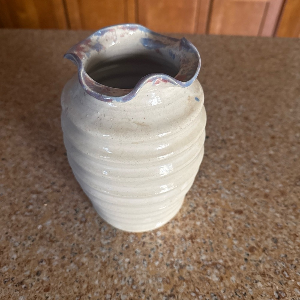 Studio Art Glazed Cross Creek Pottery Vase Signed Vintage 1997 Ribbed